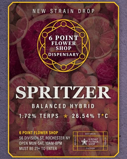 Spritzer strain poster - new at 6 Point Flower Shop