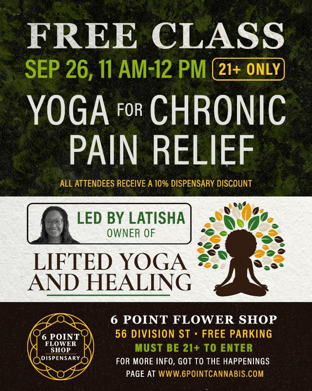 Free yoga class at 6 Point Flower Shop - September 26 2026, chronic pain relief